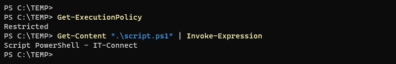 Bypassing PowerShell execution policies with Get-Content
