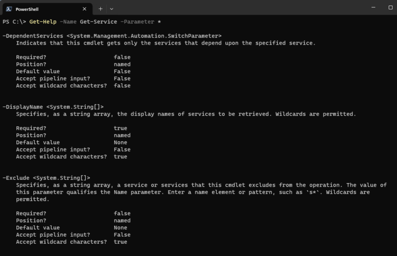 Get-Help - List all powershell cmdlet parameters