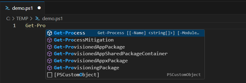 PowerShell - VSCode autocompletion
