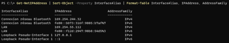 PowerShell - Get-NetIPAddress - Example