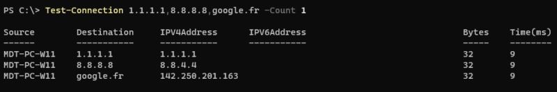 PowerShell - Test-Connection with Count parameter