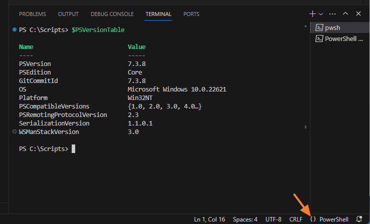 VSCode switch from PowerShell to Windows PowerShell