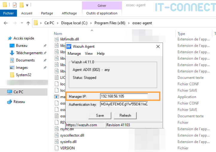 Enter the IP address of the Wazuh server.
