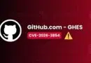 Banner announcing GitHub.com – GHES CVE-2026-3854 with a warning icon on a red gradient background.