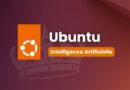 Ubuntu branding banner with orange logo, the word 'Ubuntu', and an orange pill badge reading 'Intelligence Artificielle' on a purple–orange gradient background.