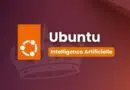Ubuntu branding banner with orange logo, the word 'Ubuntu', and an orange pill badge reading 'Intelligence Artificielle' on a purple–orange gradient background.