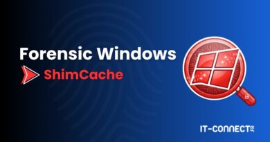 Banner for Forensic Windows ShimCache featuring a red Windows icon with a magnifying glass and IT-CONNECT.fr branding on a blue gradient background.