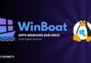 Banner for WinBoat: Windows apps on Linux with a penguin mascot on a dark purple background, indicating open-source tooling.