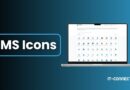 MS Icons brand logo with a blue rounded rectangle, plus a laptop displaying a grid of office icons on a blue gradient background (IT-CONNECT)