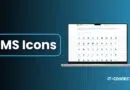 MS Icons brand logo with a blue rounded rectangle, plus a laptop displaying a grid of office icons on a blue gradient background (IT-CONNECT)