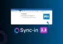 Promo banner for Sync-in 2.3, showing a desktop editor window and the Sync-in logo with a 2.3 badge.