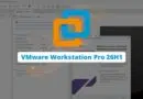 VMware Workstation Pro 26H1 splash screen with blue-orange stacked logo over a VM window surface.1