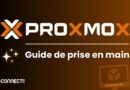 Banner promoting a French Proxmox VE guide: 'Guide de prise en main' with the Proxmox logo and IT-Connect.fr watermark on a dark gradient background.