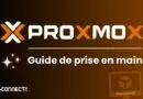 Banner promoting a French Proxmox VE guide: 'Guide de prise en main' with the Proxmox logo and IT-Connect.fr watermark on a dark gradient background.