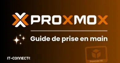 Banner promoting a French Proxmox VE guide: 'Guide de prise en main' with the Proxmox logo and IT-Connect.fr watermark on a dark gradient background.