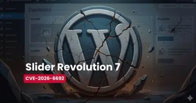 Hero banner showing the WordPress logo shattered, announcing 'Slider Revolution 7' and the CVE-2026-6692 vulnerability.