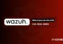 Banner announcing Wazuh security update CVE-2026-30893, with IT-Connect.fr logo.