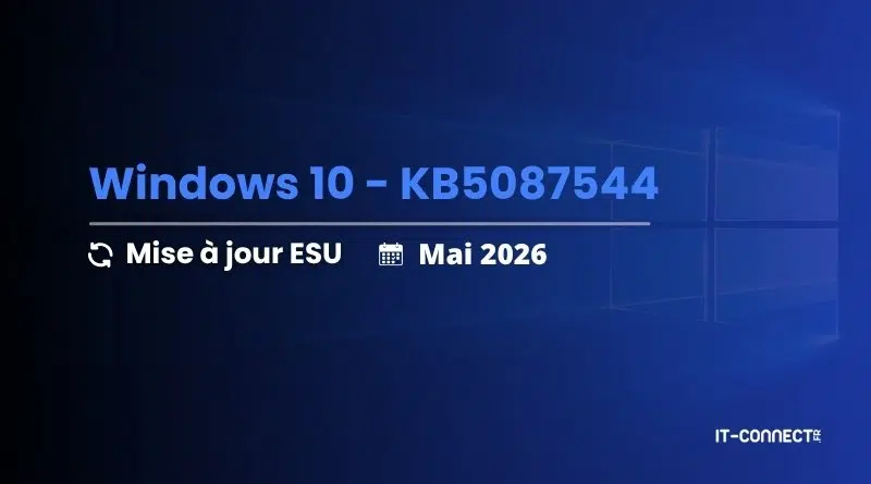 Slide about Windows 10 update KB5087544 (Mise à jour ESU, Mai 2026) with IT-Connect logo