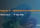 Windows 11 update banner: KB5089549 and KB5087420, 'Mises à jour' & 'Mai 2026', IT-Connect logo bottom right.