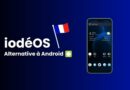 iodéOS logo with a French flag and the text 'Alternative à Android' beside a smartphone on a blue gradient background