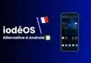 iodéOS logo with a French flag and the text 'Alternative à Android' beside a smartphone on a blue gradient background