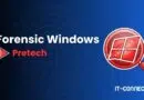 Forensic Windows and Pretech branding with a red magnifying glass over a Windows logo on a blue gradient banner (IT-CONNECT.fr)