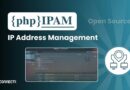 phpIPAM Open Source IP Address Management banner with a UI screenshot and a circular network icon on a blue gradient background.