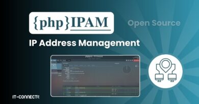 phpIPAM Open Source IP Address Management banner with a UI screenshot and a circular network icon on a blue gradient background.