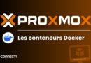Proxmox banner showing the Proxmox logo and the title 'Les conteneurs Docker' with the Docker symbol on a brown gradient background (includes IT-Connect.fr watermark and Proxmox VE icon).