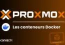 Proxmox banner showing the Proxmox logo and the title 'Les conteneurs Docker' with the Docker symbol on a brown gradient background (includes IT-Connect.fr watermark and Proxmox VE icon).
