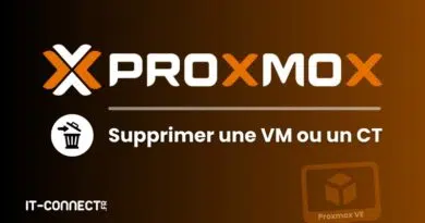 Proxmox logo with the French instruction 'Supprimer une VM ou un CT' and a trash can icon, indicating deletion of a VM or CT in Proxmox VE.