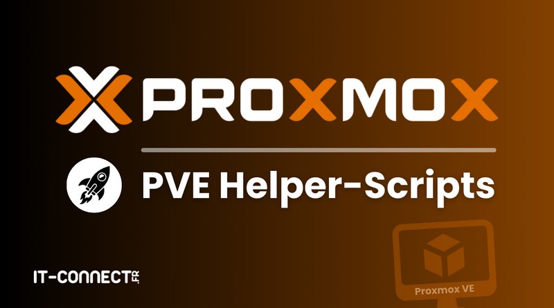 Proxmox PVE Helper-Scripts banner with orange logo and rocket icon on a dark gradient background.