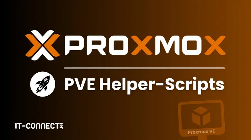 Proxmox PVE Helper-Scripts banner with orange logo and rocket icon on a dark gradient background.