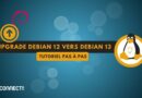 Banner announcing a step-by-step tutorial to upgrade Debian from 12 to 13, featuring the Tux penguin logo and IT-CONNECT branding.
