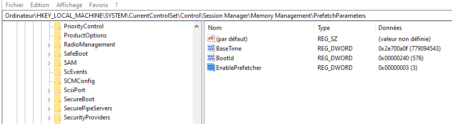 Registry - PrefetchParameters