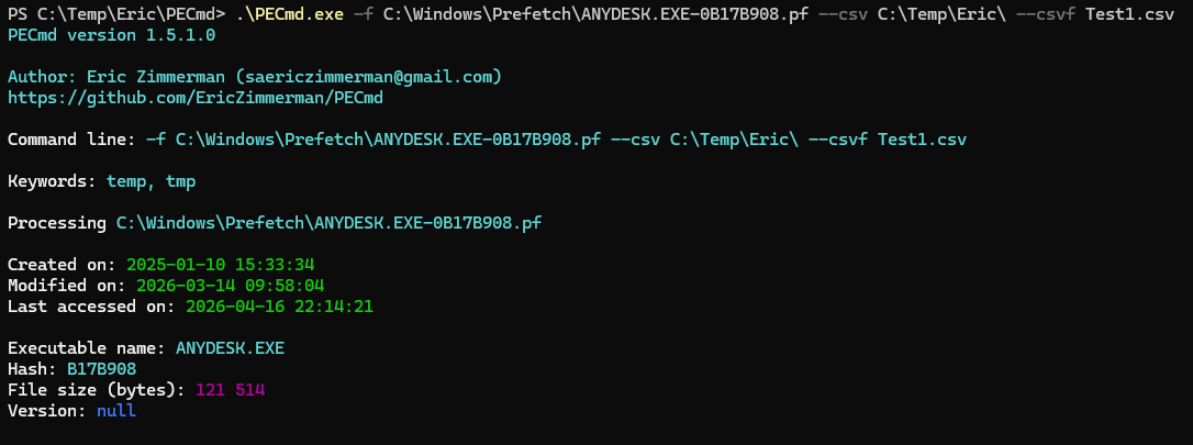 Run PECmd - Example
