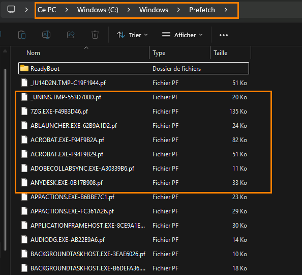 Windows Prefetch folder