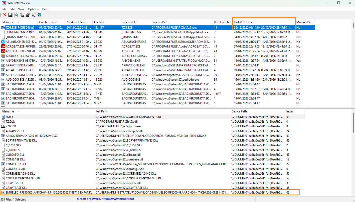 WinPrefetchView example