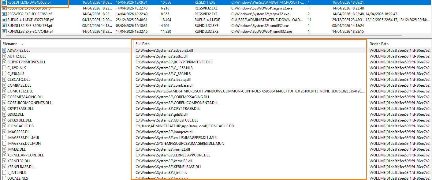 WinPrefetchView registry analysis