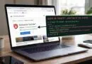 Laptop displaying a Chrome Web Store page for Adblock for YouTube with a dark security alert overlay about code injection in French.