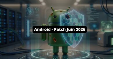 Android robot with a glowing shield in a high-tech server room, announcing Patch Jun 2026.