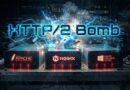 Exploding server racks with the words 'HTTP/2 Bomb' and logos for Apache, NGINX, and IIS visible on the front panels.