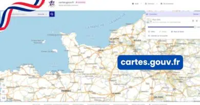 France map hero with blue 'cartes.gouv.fr' logo and red‑white‑blue ribbons in the corner.