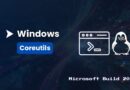 Promotional banner for Windows Coreutils at Microsoft Build 2026, showing the Windows Coreutils logo, a terminal window icon, and the Linux penguin.