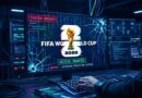Hacker-themed computer setup displaying FIFA World Cup 2026 logo with messages like System Breach and Access Granted on the screen.