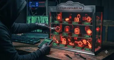 Person in a hoodie and gloves uses a handheld device to interact with a glowing red exhibit labeled L'EXPLOTTARIUM.