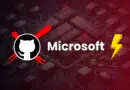 GitHub logo with red cross marks beside the word Microsoft and a yellow lightning bolt on a dark circuit-board background.