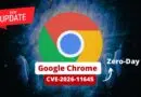 Chrome logo with a 'New Update' badge; announces a zero-day vulnerability CVE-2026-11645 in Google Chrome.