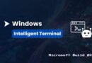 Banner for Windows Intelligent Terminal with Windows logo, blue 'Intelligent Terminal' badge, terminal icon, and 'Microsoft Build 2026' text.