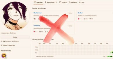 Profile page UI with a circular avatar on the left and the username Nightmare-Eclipse; a large red X crosses the center of the screen.